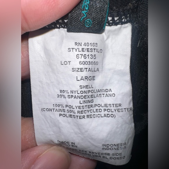 Aqua Green Tropical Leaf Adjustable Strap One Piece Swimsuit Size Large GUC - Picture 8 of 9